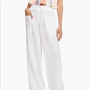 Bar III White Cotton Gauze Wide Leg Pants